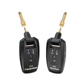 INGPARTNER A10 Wireless Guitar System 2.4GHz 2 Modes Built-in Rechargeable Lithium Battery,1/4" and 1/8"Plugs Audio Wireless Transmitter Receiver 270°Rotatable for Acoustic Guitar Bass Violin Keyboard