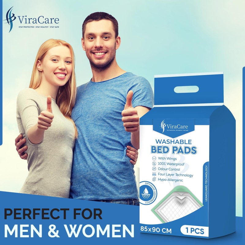 ViraCare 1 x Washable Incontinence Bed Pads with Tucks/Flaps |