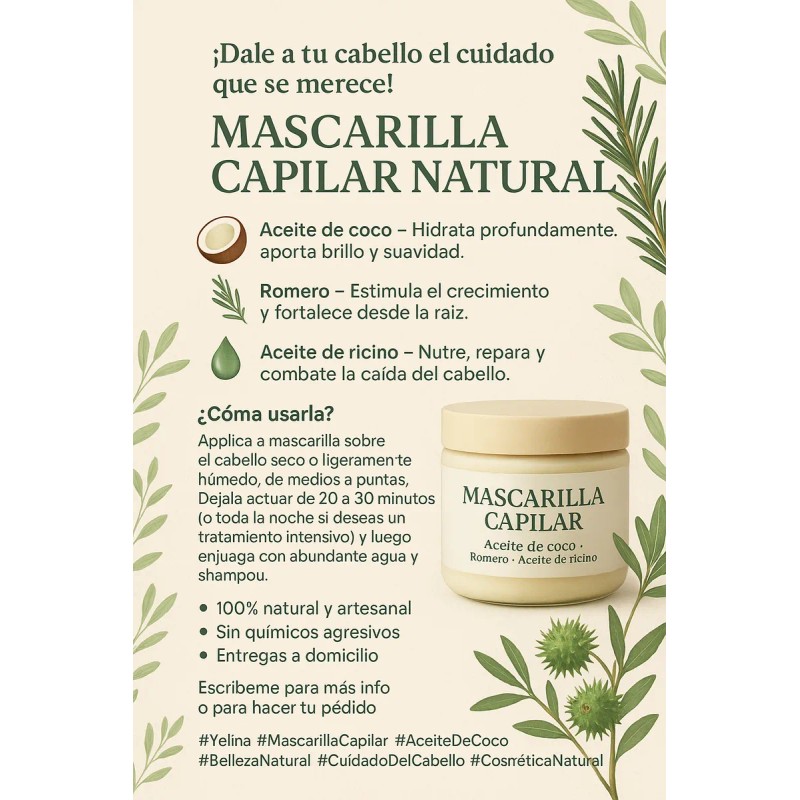 Mascarilla Capilar De Romero (hidratante, Antifrizz)