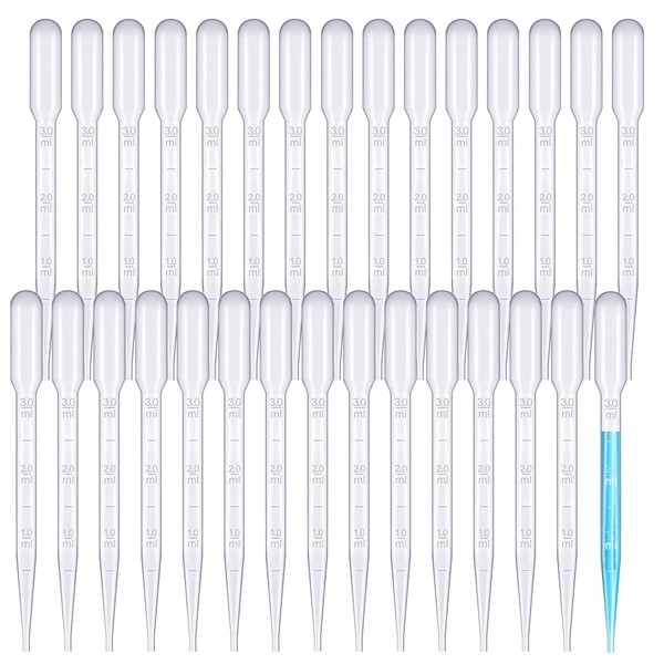 luckaide Pack of 100 Pipettes, 3 ml Disposable Pipettes, Plastic