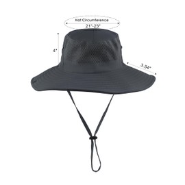 Mukeyo Womens Ponytail Sun Hat Wide Brim Mesh Bucket Hat UV UPF50 Protection Hat Foldable Summer Travel Beach Fishing Hats Dark Grey
