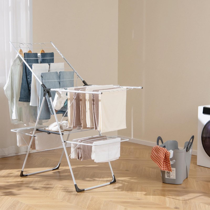 Giantex Clothes Drying Rack, 2-Layer Stainless Steel Foldable Laundry Drying