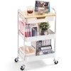 TOOLF 3-Tier Utility Rolling Cart with Wooden Board and Drawer,