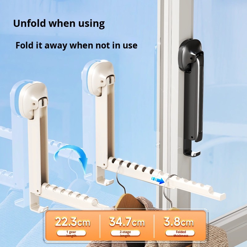 Telescopic Folding Clothes Drying Rack with Suction Cup Wall Mount,
