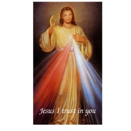 The Divine Mercy La Divina Misericordia Fire Quartz 10mm Beaded Rosary with Gold Plated Crucifix and Findings Cabochon Centerpiece with Color Image Includes a Blessed Prayer Card ENG OR SPA (ENGLISH)