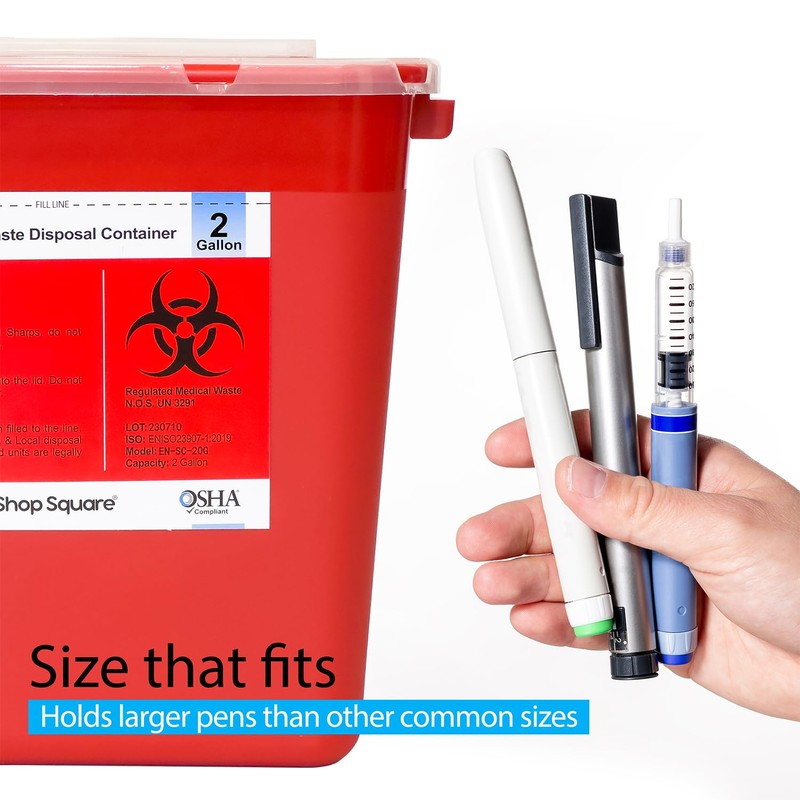 Sharps Containers for Home Use 2 Gallon (2-Pack) Needle Disposal,