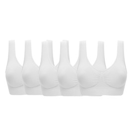 ohlyah Women's Seamless Wire-Free Bra with Removable Pads (L:34C 34D 36B 36C 38A, 5 pack White White White White White)
