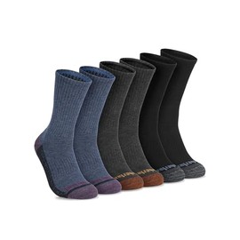 Timberland Mens Socks, Comfort Crew Socks, Arch Support, Padded Cushion, Moisture Control (Size 7-12, Multiple Colors; Assorted 6 Pack)