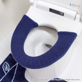 OKA Etoffe Twa Toilet Seat Cover, For Seats With Wash/Heating Features, Antibacterial, Odor Resistant, Dimensions Approx. 5.5 x 29.5 x 0.4 Inches (14 x 75 x 1 cm), Navy Blue