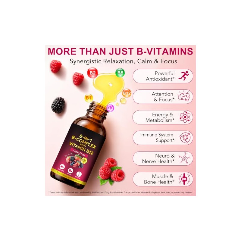 Vitamin B12 Liquid Drops, 60ml Fast Absorbing B12 Supplement