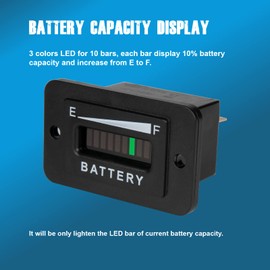 Runleader Indicador de capacidad de batería LED de 36 V, medidor de carga y descarga de batería adecuado para batería de plomo ácido (pero no trojan), funciona en carrito de golf, vehículo eléctrico, estrella, coche, máquina apilable, alternador