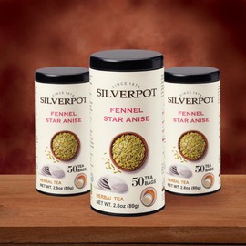 Silverpot Fennel & Star Anise, 50 Round Tea Bags, Tin | Gourmet Herbal Tea | Caffeinated | Enjoy Hot or Iced
