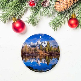 Grand Teton National Park Christmas Ornaments Wyoming City Souvenir,Xmas Tree Hanging Ornaments Ceramic Keepsake