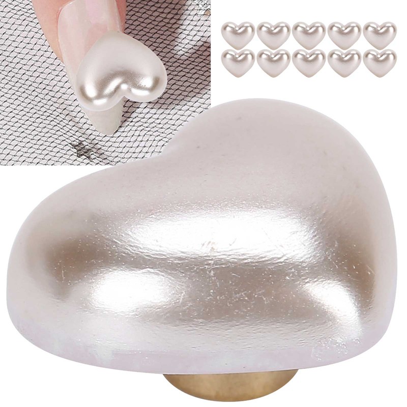 10pcs Heart Beads Imitation Pearls Beads Nail Art Decoration DIY