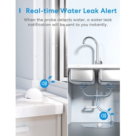 meross Smart Water Sensor Alarm 3 Pack, WiFi Water Leak Detector Support Apple HomeKit, SmartThings, IP67 Waterproof with App Alerts, Alarm, 100M Range for Home Basement Kitchen (Meross Hub Included)