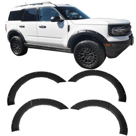 IKON MOTORSPORTS, Fender Flares Compatible with 2021-2025 Ford Bronco Sport, Pocket Style PP Injection Fender Flares Wheel Cover Textured Black 6PC