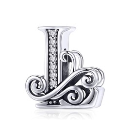 Tizu Letter Charms, 925 Sterling Silver, Alphabet Charm Pendant for European Bracelet, Necklace, Sterling Silver