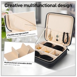 Ticacos Travel Sunglasses Organizer, Premium Sunglass Travel Case for Multiple Pairs, Sunglasses Storage with 3 Slots, Portable Multiple Glasses Travel Case for Women, Men