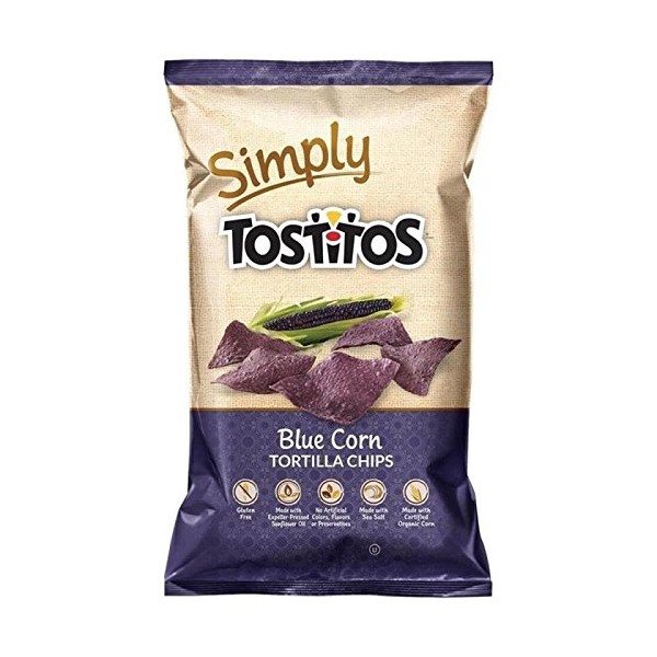 Natural Tostitos Blue Corn Tortilla Chips Made with Certified Organic Corn, 9 Ounce (Pack of 3)