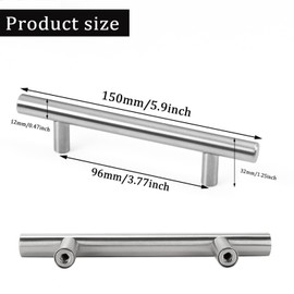 LxcshLjx 10Pcs 5.9 in Brushed Nickel Cabinet Pulls, 3.8 in Hole Center Kitchen Cabinet Handles, Cupboard Handles, Stainless Steel T Bar Cabinet Hardware, Drawer Dresser Pulls, Door Knobs for Bathroom