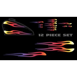 12 Piece Flame Set (White hot fire Grape) for Harley Sportster Tank and fenders - UV Protected