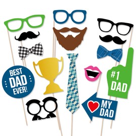 BinaryABC Fathers Day Photo Booth Props,Fathers Day Party Decorations,Dad Birthday Decorations,15Pcs
