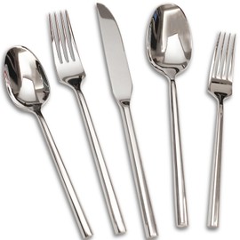 18/10 20-Piece Silverware Set, Hexagonal Flatware Set Stainless Steel, Modern Cutlery Set, Service for 4, Mirror Finish Dishwasher Safe