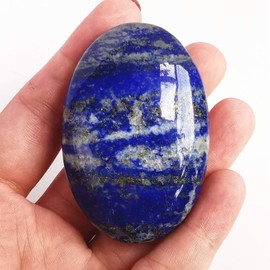 Manekieko Natural Lapis Lazuli Worry Stones Oval Palm Pockets Healing Crystal Massage Spa Energy Stone