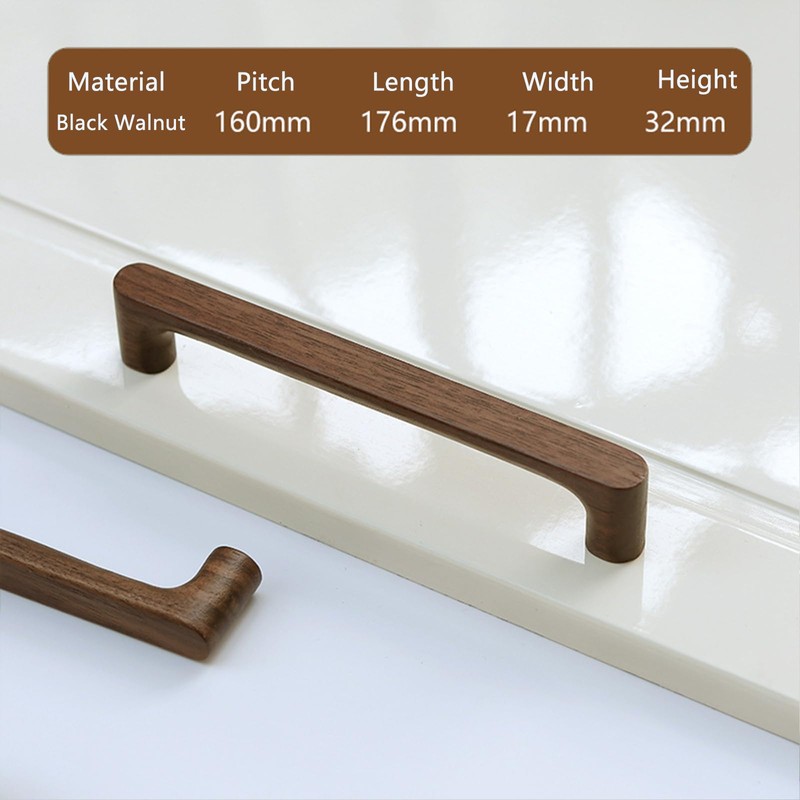 KOVNISE Cabinet Pulls Solid Wood Pulls Dark Walnut Original Wood