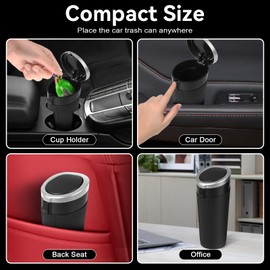 Car Trash Can Bin with Lid - 2 Packs Mini Car Garbage Can Cup Holder-Silver Small Leakproof Vehicle Trash Garbage Can Bin-Automotive Car Organizers and Storage for Back Seat SUV Truck Accessories