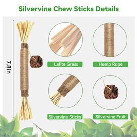 Aucenix Silvervine Sticks for Cats Lick,Silvervine Blend Sticks for Kittens Chewing,Natural Silvervine Cat Chew Sticks for Teeth Cleaning and Stress Release (3Pcs)