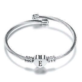 MUERDOU Initial Bracelet for Women Alphabet 26 Letters Bracelet Heart Cable Charm Bracelets Gifts for Her