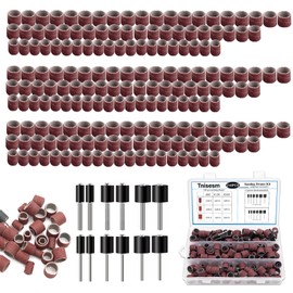 Tnisesm 210Pcs Aluminum Oxide Sanding Drum Set,Including 198 Pieces 80 120 240Grit Drum Sander Sanding Sleeves and 12 Pieces Drum Mandrels for Dremel Rotary Tool,Sanding Drums with Box