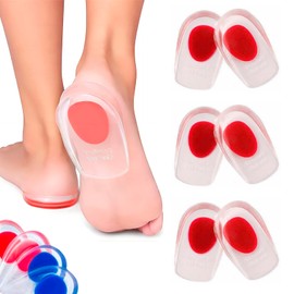 Talonera de Gel Plantilla Espolon Unisex Hombre Mujer Reutilizables | 3 Pares (Rojo, 10cm x 6cm)