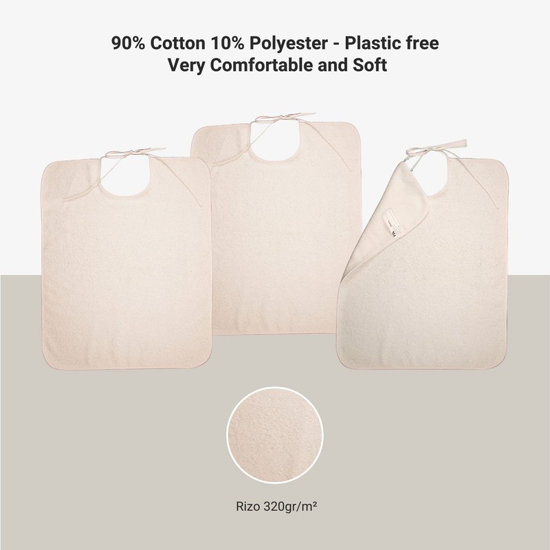 Ti TIN | Set of 3 White Bibs for Adults