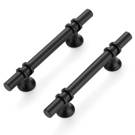 Ravinte Pack of 10 Furniture Handles, Black Cabinet Handles, 89 mm, Handles for Kitchen Cabinets, Door Handles for Kitchen Cabinets, Handles Furniture with Round Base, Drawer Handles