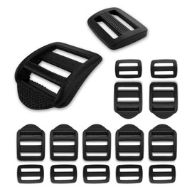 EXTEMPORE PLASTIC LADDER LOCK BUCKLES and TRI-GLIDE SLIDE 1 IN 8 SET, Quick Snap Fasteners Dual Adjustable for Adjustable Backpack,Belts,Dog Collars,Webbing Strap.