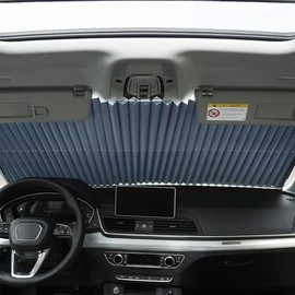 Parasol Retráctil para Parabrisas de Coche, Protección UV UPF50+, Plegable y Portátil, con Ventosas Fuertes, Aluminio Reflectante, para SUV, MPV, Camionetas y Autos Compactos (B-70cm)