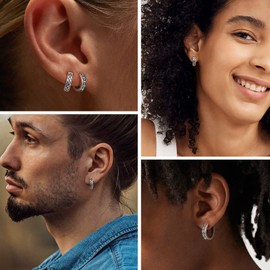 Suplight 925 Sterling Silver Infinity Small Hoop Earrings 10mm Vintage Hypoallergenic Huggie Earrings for Men Women