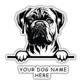 Customize Pet Sticker Decal With Your Dog Name | Custom Drawn Pet Decals For Your Car, Truck, SUV, Window, Laptop, Water Bottles, Phones And Wall 5 Inch (bullmastiff)