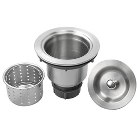 Oakland 3-1/2 Inch Sink Drain Assembly Kit, Removable Deep Sink Strainer Basket with Sink Stopper/Sealing Lid for Home, Kitchen, Stainless Steel