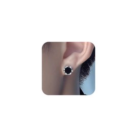 Viromy Men's Stud Earrings, Surgical Stainless Steel, Hypoallergenic, Black, Polyhedral, Round, Small, Small, Small, Small, Small, Silver, Stylish, Cool, Simple, Gift Box Included, Stainless Steel