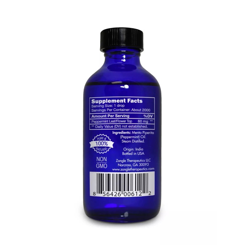 Zongle Peppermint Oil, Safe To Ingest, Mentha Piperita, 4 Oz