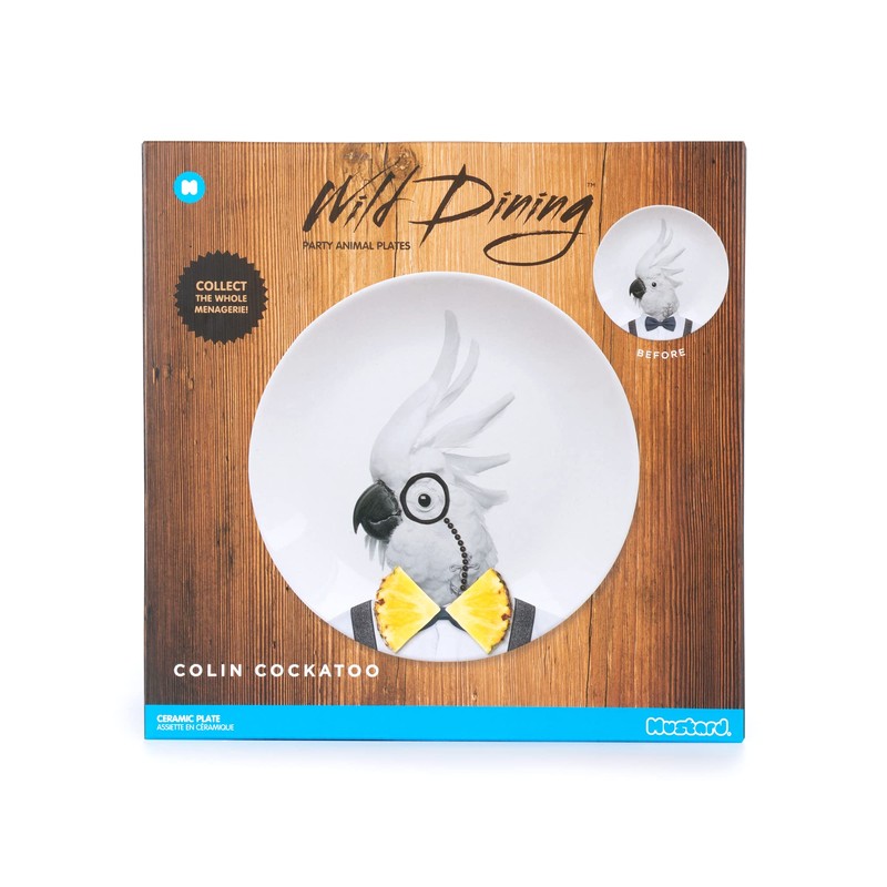 Mustard Wild Dining Animal Party Plates - Cockatoo, Parrot, 23cm