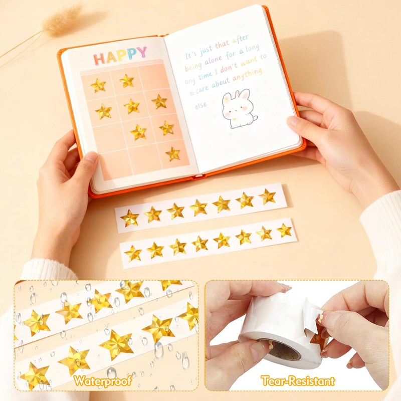 Holographic Gold Star Stickers 1 Inch Self Adhesive 1500 Pcs