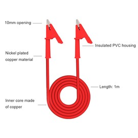Alligator Clips Electrical, 2 PCS Dual Ended Crocodile Wire Cable with Insulators Clips Test Copper Cable Crocodile Clips Electrical Test Alligator Clip Cables for Multimeter Electrical Testing