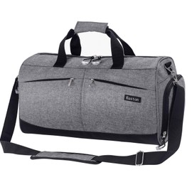 Sports Gym Bag with Shoes Compartment Travel Duffel Bag for Men and Women (Grey)