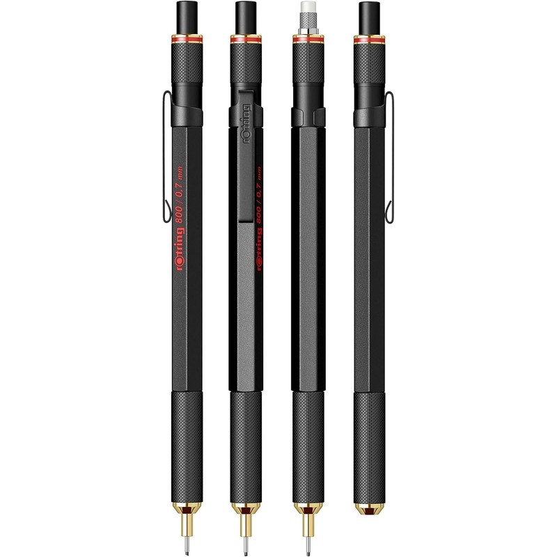 rOtring 800 Mechanical Pencil 0.7mm Black with Extra Tikky Leads