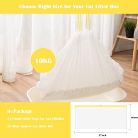 SURVART Cat Litter Bags 48''×18‘’ – 4 Mil Thick & Durable Cat Litter Box Liners,16-Count Drawstring Trash Bags for Cat Litter Box