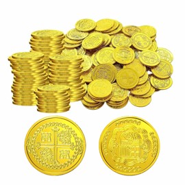 Aebor 300 Pcs Plastic Pirate Gold Coins St. Patrick's Day Play Treasure Coins Fake Coins Reward Gifts for Kids Board Games Pirate Party Cosplay Pirate Party Decorations (300pcs)